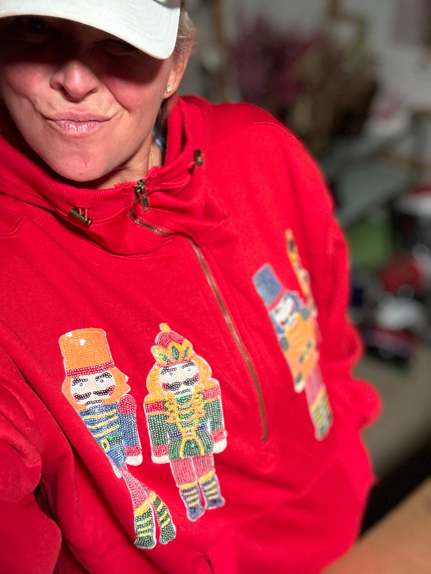 NUTCRACKERS EMBROIDERY CHRISTMAS ZIP UP HOODIE