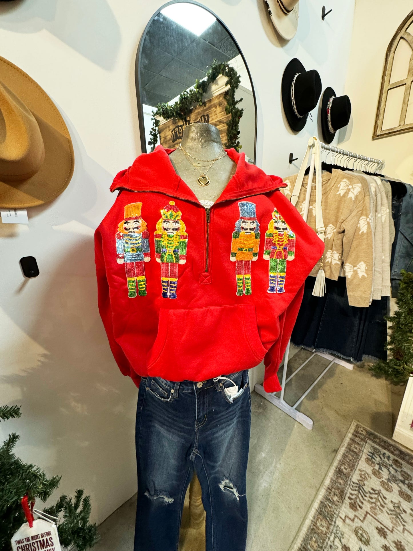 NUTCRACKERS EMBROIDERY CHRISTMAS ZIP UP HOODIE