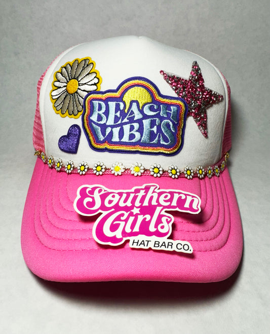 Pink Beach Vibes hat with Chain
